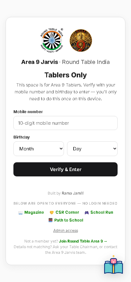 Round Table Area9 Jarvis — live mobile