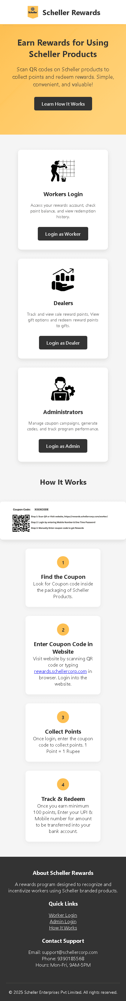 Scheller Rewards — live mobile